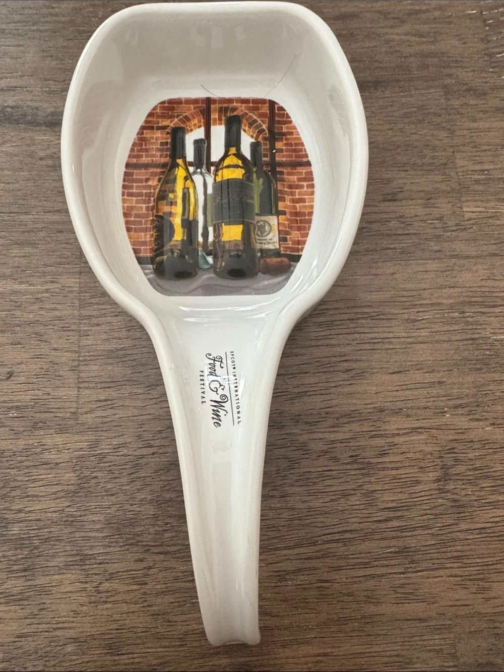 Disney/EPCOT White Ceramic Spoon Rest with Food and Wine Festival Artwork